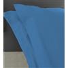Home Tresor - Raffinata Coppia di Federe Cuscini Letto con Volant - 100% Puro Cotone - Made In Italy - 57 fili cm2 - cm. 52x82 - Color Avio