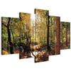 B&D XXL - Quadro 200x100 cm 5 Pezzi - Stampa su Tela Canvas con Struttura - Quadri Componibili Moderni Soggiorno Grandi - Murale Arte Decorazioni da Parete Decori - c-B-0231-b-n Bosco Natura Albero