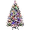 COSTWAY Albero di Natale Innevato 136/180/210 cm, Albero di Natale con 160/240/320 Luci LED, 472/850/1270 Rami di PE e PVC, 26/34/40 Pigne, Aghi di Pino e 8 Modalità di Illuminazione (136 CM)