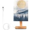 Sevdomey Lampada da comodino blu con porta USB, nessuna lampadina necessaria, luce LED calda per camera da letto, soggiorno, ufficio, lampada da comodino per lettura, studio, decorazione