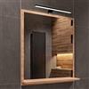HAJDUK FURNITURE Sonoma Specchio Bagno con Luce da Parete A: 70 cm x L: 60cm con Mensola - Specchio da Bagno Retroilluminato con Ripiani, IP44 la Toilette Riflesso LED 4000 K Colore della custodia LED: Nero