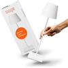 SIGOR Nuindie 2.0 - Lampada da tavolo a LED dimmerabile, per interni ed esterni, IP54, resistente agli spruzzi, altezza 38 cm, ricaricabile con USB-C, durata 12 ore, bianco neve