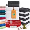 Betz 10 guanti da bagno manopola Palermo 100% cotone misure 16 x 21 cm colore bianco e grigio antracite