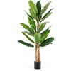 COSTWAY Pianta Finta da Interno ed Esterno 160/165/195 cm, Banano Artificiale Alto con Foglie e Tronchi, Pianta Artificiale Grande in Vaso per Salotto, Ingresso e Ufficio (195 cm)