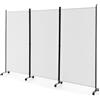 GIANTEX Divisorio Paravento con Ruote 3 pezzi, Divisorio da Parete in Ferro, Protezione Privata per Camera da Letto, Ufficio, 260 x 180 cm, 5 Colori (Bianco)