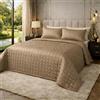 Clara Home Milano CLARA HOME Copriletto Matrimoniale 2 Piazze Colore Tortora, Trapuntato in Raso Satin, Coperta Leggera Mezza Stagione, Autunno Primavera, Elegante per Camera da Letto, Made in Italy