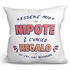 Mugffins Cuscino NIPOTE - En italiano - Sono l'Unico Regalo di cui Hai Bisogno - Idee Regali Divertenti - Rivestimento e Imbottitura (40x40 cm). Tatto Cotone