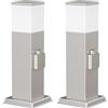 ledscom.de 2 lampioni da marciapiede POLLY per esterni, 35 cm, cromati, con presa di corrente, lampadina G9 inclusa, 596 lm, bianchi