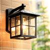 Mengjay Applique per esterni interno, E27 Nero Lampada da parete rustica lanterna del metallo della parete impermeabile Decorati per giardino cortile balcone giardino (nessuna lampadina) (B)