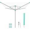 SONGMICS Stendibiancheria a Ombrello, Stendino da Esterno, Altezza Regolabile, Lega di Alluminio, Ancoraggio al Suolo, con Copertura, Clip, Argento e Verde, 50 m di Filo, per 5 Lavaggi LLR301E01V1