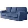 GEBIN Copridivano 3 Posti, Copridivano in Velluto con fodera separata per schienale e federa per cuscino, Copridivani in Morbido Peluche per Divano Fodere per Mobili Moda (Blu pietra,3 Posti | 7 pezzi)