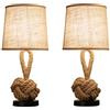 PIAOLING lampada da tavolo Lampada da tavolo di alta qualità Retro lampada da tavolo corda della canapa della decorazione dello scrittorio Lampada da comodino con paralume in tessuto Comodino Lampade for Soggiorno Camera da let