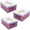 Spetebo - Set di 3 scatole portaoggetti con coperchio 51 x 37 cm - Teddy Rosa - Scatola impilabile in cartone con manici 45 litri - Organizzatore multiuso per giocattoli, scatola regalo, cartone