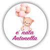 Mr Pubblicità 100 Tag Adesivi personalizzati per nascita, battesimo, compleanno, PERSONALIZZALO QUI con nome, frase, data, etichette adesive per inviti, scatolini, sacchetti, bomboniere, regalini