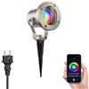 ledscom.de Faretto da giardino con picchetto a terra MIBU per uso esterno, acciaio inox, cromo opaco, incl. lampada LED Smart Home RGBW GU10, 5,41W, 473lm