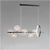 OISE ART STORE Trade Shop - Lampadario Moderno A Sospensione Nero 7 Sfere G9 Bolle in Vetro con Cerchio 71676 -