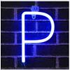 HULX Lettera di Luci al Neon, LED Neon Night Light Luci al Neon per Camera da Letto per Bambini Batteria USB Blu (P)