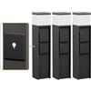 ledscom.de 3 lampioni da esterno PODEL, Smart Home, 39 cm, neri, 2 prese, con lampadina G9 inclusa, 596 lm, luce bianca