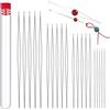ORFION 30 Pezzi Aghi Perline Grandi Occhi，Bead Needle Aghi per Perline Pieghevoli 6 Misure per Artigianato e Creazione di Gioielli