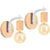iDEGU 2 Pezzi Lampade da Parete LED Aplique da Parete Interno in Legno e Metallo Design Semplice Lampada a Muro Vintage E27 Illuminazione per Corridoio, Camera da Letto (Supporto Croce, Bianco)