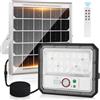 Aigostar Faro Led Esterno con Pannello Solare,80W, 800 Lumen,4000mAh Batteria a Lunga Durata,Faretto Solare con Sensore di Movimento,Lampada Solare con Telecomando per Giardino, Cortile,Terrazzo