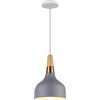 WOTTES Lampada sospensione moderna Ø15CM Lampade sospensiones E27 Luci retrò Lampadario Paralume metallo+legno Illuminazione interni per cucina Camera da letto Soggiorno (Grigio)