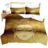 Loussiesd Set di da letto con copripiumino e scritta Buddha dorato,motivo cultura asiatica,3 pezzi,esotico retrò,per adulti,donne,adolescenti,bambini,morbido,con lacci con cerniera