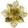 GL-Turelifes - Confezione da 12 Fiori di Stella di Natale Artificiali Glitterati, Ghirlanda di Natale per Albero di Natale, Diametro 16 cm,Oro