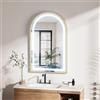 Ztexkee Specchio Bagno con Luce e Antiappannamento 50x80 cm Arcuato Specchi da Parete con Orologio e indicatore della Temperatura per Bagno Led illuminato Regolabile in 3 colori (Spina standard-EU)