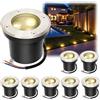 Fiqops 8x Faretti da pavimento esterni con LED 3W Bianco caldo IP65,faretti incasso tondi neri opachi,carrabili 230V,perfetti per giardino,piscina,piante e illuminazione esterna