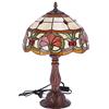 WAY HOME STORE - Lampada da tavolo Tiffany Fiori e Gemme - base in metallo e vetro superiore in vetro tiffany decorato e colorato - DIMENSIONI: 30X30X47 CM