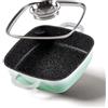 STONELINE Casseruola Quadrata 20 cm, Tegame 2 Manici Coperchio Salva-Aroma Alluminio Pressofuso, Rivestimento Antiaderente con Vere Particelle di Pietra, A Induzione Forno Tutti i Piani, Menta