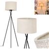 hofstein Lampada da terra Bassagoda, lampada da terra in metallo/tessuto nero/beige, lampada dal design moderno con paralume rotondo (Ø 40 cm) e interruttore a pedale, altezza 156 cm, 1 x E27, senza lampadina