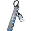 WEB world electronic business Hub Moltiplicatore USB 4 Porte con USB 3.0 Veloce 5 Gbps - Materiale Lega Alluminio Nero