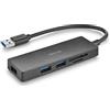 NGS IHUB Reader Hub USB 3.0 con lettore di schede, 5 porte, ad alta velocità 5 Gbps, Compatibilità universale, PC e Mac, sistema plug&play, design compatto e portatile, cavo da 190 mm