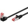 Goobay 51545 - Cavo patch CAT 6 ad alta velocità, con connettori a 90 gradi, Ethernet, Playstation, Xbox, DSL, PimF, RJ45, nero, 3 m