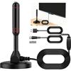 Zescyha Antenna TV Interna, Antenna Digitale Terrestre Amplificata 4K 1080P con Base Magnetica e Cavo Coassiale 3 Metri, Ricezione VHF/UHF a 360° con Filtro Segnale, Compatibile con TV, Decoder DVB-T2