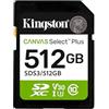 Kingston Canvas Select Plus Scheda di memoria SD 512GB SDXC Gen3 150MB/s C10 UHS-I U3 V30 - SDS3/512GB