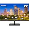 Nilox NXM272K1204 Monitor Gaming 27'' 2K QHD 2560×1440 IPS, Frequenza 120 Hz, Tempo di Risposta 4 ms, Uscita Audio 3,5 mm, Connessioni HDMI/DisplayPort, Supporto VESA 100×100 mm