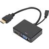 Akozon Adattatore da HDMI a VGA, interfaccia Splitter per interfaccia multimediale ad Alta Definizione 1 convertitore (Nero) 1080P Dual Display Input 2 Output (Nero)