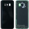 Senza Marchio Generico Copri Batteria completo di biadesivo + lente compatibile con SAMSUNG GALAXY S8 G950 G950F Ricambio Vetro Posteriore Back REAR Cover Retro Scocca adesivo + lente obbiettivo CAMERA (Nero)