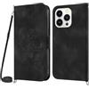 Netany Cover per iPhone 15 Pro con Cordino, Flip Portafoglio Custodia in Pelle, [2 Porta Carte][Chiusura Magnetica],Custodia Libro Antiurto Cover con Laccio per iPhone 15 Pro (6,1 Pollici) (Nero)