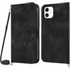 Netany Cover per iPhone 11 con Cordino, Flip Portafoglio Custodia in Pelle, [2 Porta Carte][Chiusura Magnetica],Custodia Libro Antiurto Cover con Laccio per iPhone 11 (6,1 Pollici) (Nero)