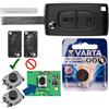 mt key Kit riparazione per auto Telecomando chiave Ricambio custodia con 2 pulsanti + HU83 Blank + Batteria compatibile con Peugeot 207 307 308 807 5008