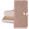 BLOTECH Brillantini Wallet for Samsung Galaxy S6 edge Cover Bling Glitter Brillantini Brillante Oro Shiny Leather Case Shell Wallet Premium PU e Glitter Brillanti 3D Farfalla Strass Cover