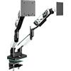 Diablo X-Arm Supporto per 2 monitor RGB Braccio regolabile per schermi da 17-35″ Illuminazione LED VESA 75x75 100x100 Capacità di carico 2x20Kg Morsetto passacavo per la gestione dei cavi Bianco-Nero
