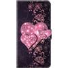 Tivenfezk Nadoli Custodia PU Pelle per Samsung Galaxy S21 Ultra,Carino Colorato Dipinto Rosa Cuore Porta Carte Magnetico Portafoglio Protettiva Cover