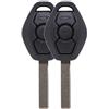 mt key Telecomando radio per chiavi auto, 2 x alloggiamenti a 3 tasti + 2 x pezzi vergini HU92 per BMW Serie 3 E46, X3 E83, X5 E53, Z8 E52, serie 5 E61, Z4 E85 E86, serie 7 E32, 8 E31
