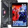OBA OUKITEL RT7 Tablet PC Rugged - 32000mAh Batteria, 24(12+12) GB+256GB Robusto, Android 13 MT6853, 48MP+32MP, 10.1' FHD+, Dual 5G LTE/OTG/GPS/Face ID, Nero