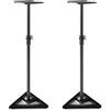 COSTWAY Supporti Regolabili in Metallo per Altoparlante da Terra, 2 Supporti per Casse con Base Triangolare Stabile, Adesivi Antiscivolo, Altezza Regolabile da 97-157 cm